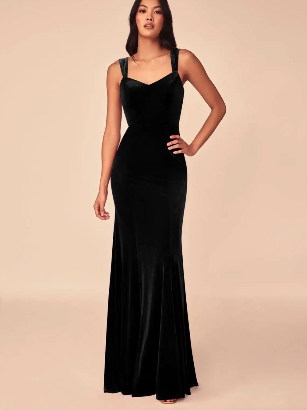 Azazie Black Velvet Sweetheart Strap Gown - SOLD OUT ONLINE